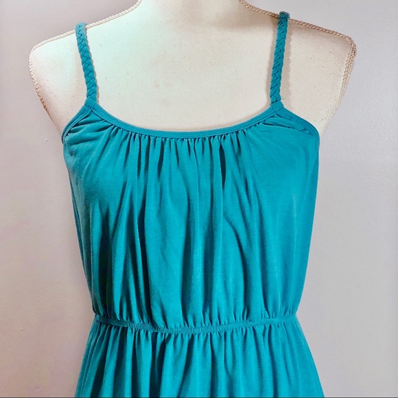 Toxik3 Teal Empire Waist Hi Lo Boho Tank Dress - Picture 3 of 8